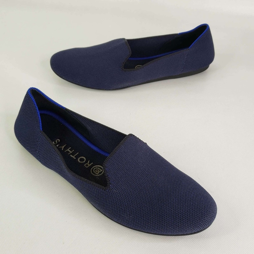 Rothy's The Loafer Women 10 Navy Blue Knit Sustainable Flat Shoes